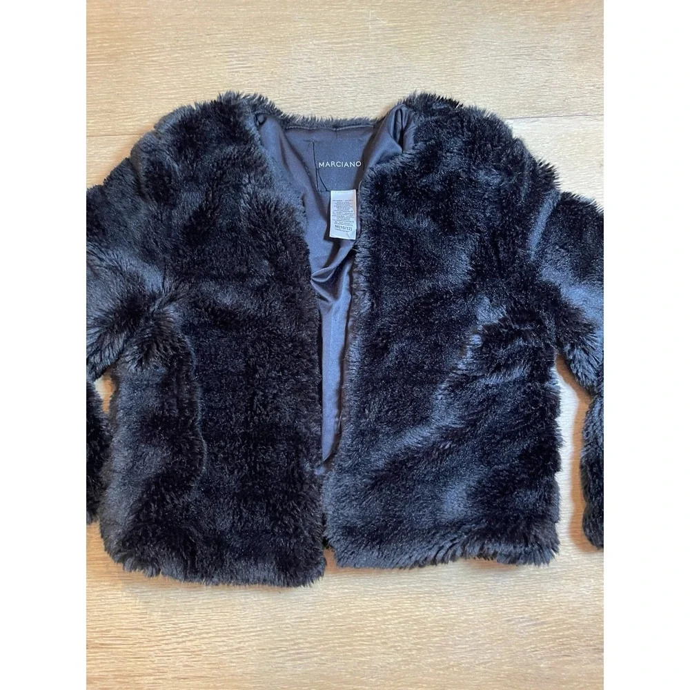 MARCIANO‎ Girls Black Faux Fur Jacket - Size M (10/12)